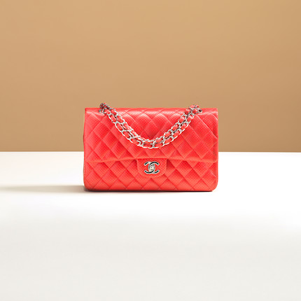 CHANEL Lambskin Quilted Medium Double Flap Red 1247581