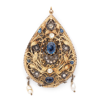 An Ottoman sapphire and diamond-set gilt-silver locket Turkey, 19th Century image 1