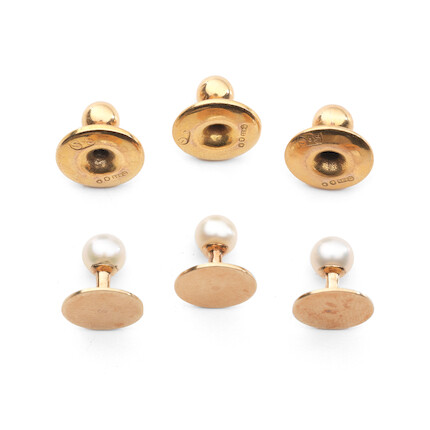 Lot De 3 Boutons De Manchette Vintage En Or 9k Anglais SJ Rose & Son - Rose, Occasion Très Bon état