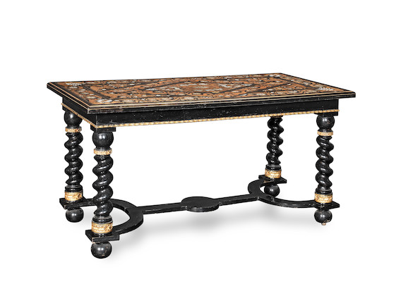 Bonhams : An Italian mid 19th century ebony, walnut, ivory, mother of ...