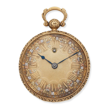 Bonhams : An 18K gold key wind open face pocket watch London Hallmark ...