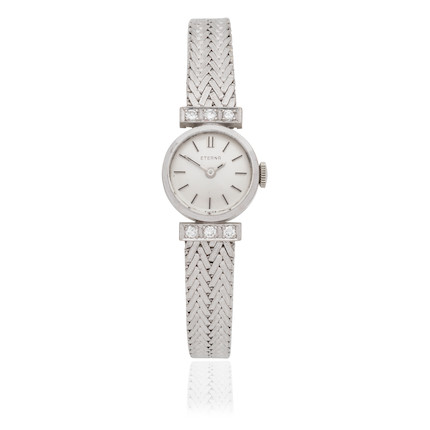 Bonhams : Eterna. A lady's 18K white gold and diamond set manual wind ...