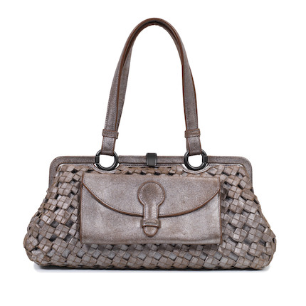 Bonhams : Bottega Veneta a Silver Intrecciato Leather Frame Bag Limited ...