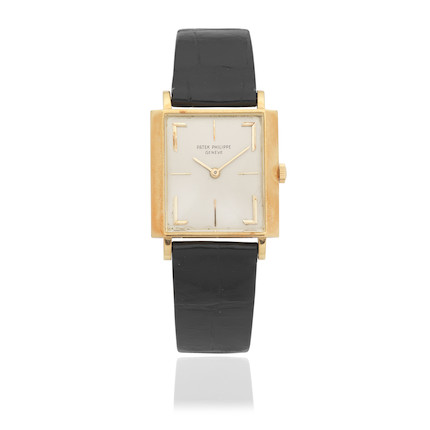 Bonhams : Patek Philippe. An 18K gold manual wind rectangular ...