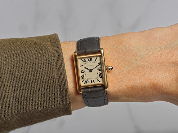 Bonhams : Cartier Tank Louis Cartier, A Yellow Gold Bracelet Watch, circa  2000