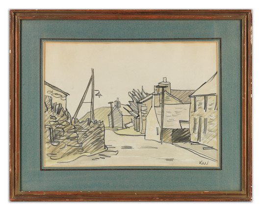 Sir Kyffin Williams R.A. (British, 1918-2006) Ffestiniog Street Scene image 3