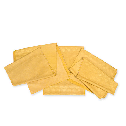 Three yellow silk droguet panels Late 18th century, probably French image 1