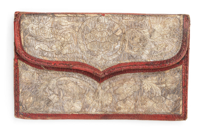 An Ottoman metal-thread embroidered leather wallet Turkey, dated AD 1767 image 1