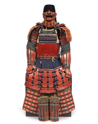 Bonhams : A RED-LACQUERED MUNE TORI TATEAGE DO TOSEI GUSOKU ARMOUR Edo ...