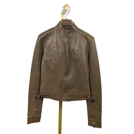 Bonhams : Gucci an Olive Green Leather Jacket Autumn 1999