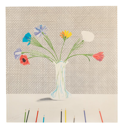 David Hockney (British, born 1937) Coloured Flowers made of Paper and Ink Lithograph in colours, 1971, on Hodgkinson paper, signed, titled, dated and inscribed 'AP' in pencil, an artist's proof aside from the edition of 50, published by Petersburg Press, London, the full sheet, framedSheet 992 x 952mm (39 x 37 3/8in) image 1