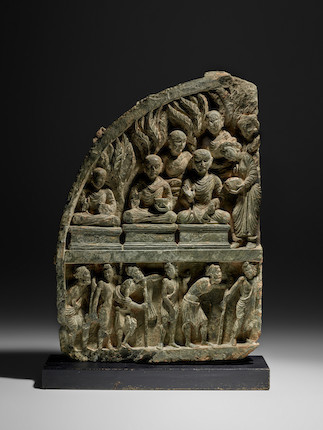 A SCHIST RELIEF PANEL OF FIVE MONKS AND THE ASCETICS  ANCIENT REGION OF GANDHARA, CIRCA 3RD CENTURY image 1