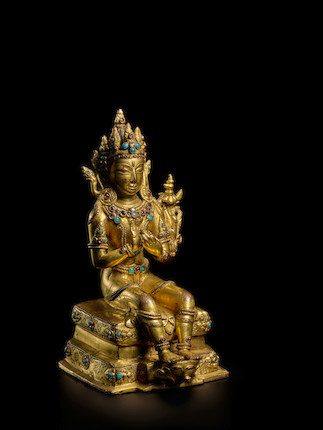 A GILT COPPER ALLOY FIGURE OF MAITREYA TIBET, 15TH/16TH CENTURY image 1