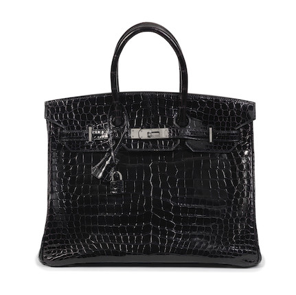 Hermes Birkin 25 Black Shiny Niloticus Crocodile Gold Hardware in 2023