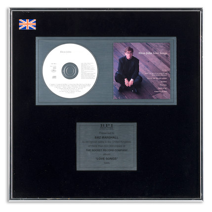 Bonhams : Elton John A 'Platinum' Disc Award For The Album Love Songs ...