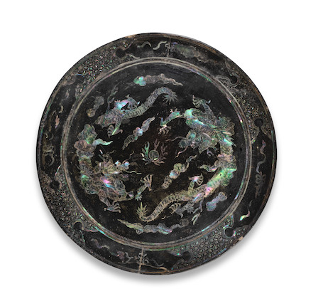 Bonhams : A RYUKYU ISLANDS (OKINAWA) SHELL-INLAID LACQUER TRAY Edo ...