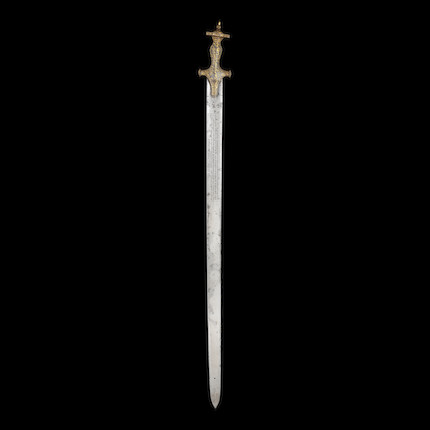 The Bedchamber Sword of Tipu Sultan (reg. 1782-1799), a fine gold-koftgari-hilted steel sword (sukhela) India,  18th Century image 3