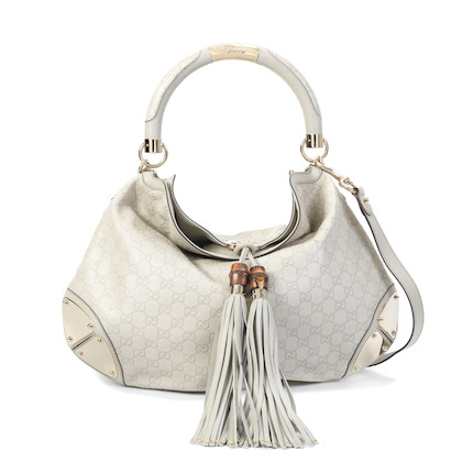 Gucci Leather Horsebit Hobo Bag Ivory