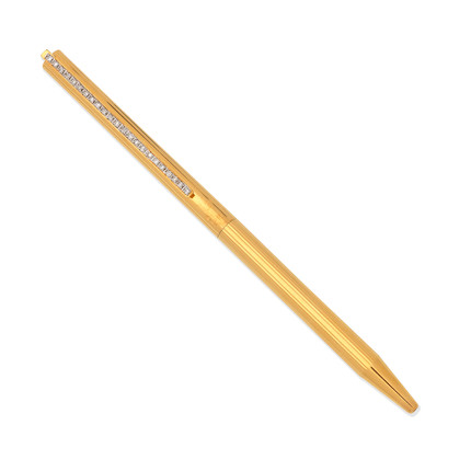 Bonhams : S.T Dupont a Gold-plated and Diamond Set Ballpoint Pen c