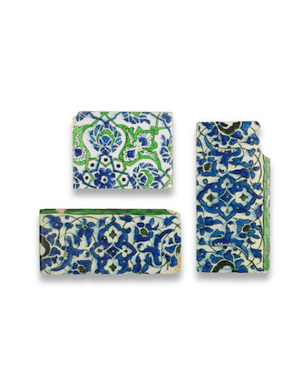 Three Damascus underglaze-painted pottery tiles Syria, 16th and 17th Century(3) image 1