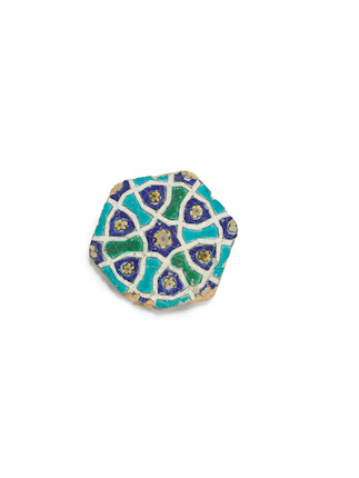 A Timurid cuerda seca pottery tile Persia, 14th century image 1