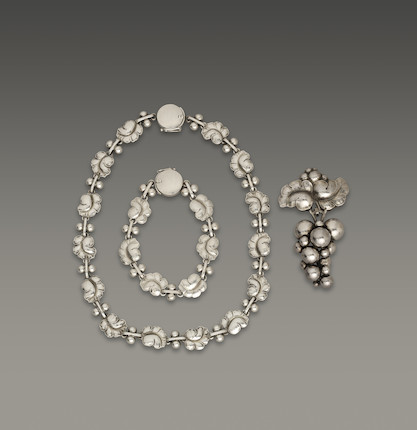 Bonhams : Harald Nielsen for Georg Jensen Three-piece 'Moonlight Grapes ...