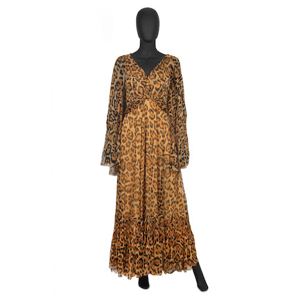 Bonhams : Christian Dior a Leopard Print Silk Chiffon Dress