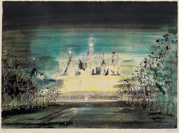 John Piper C.H. (British, 1903-1992) Chambord Screenprint in colours, 1971, on Vélin Arches paper, signed and numbered 22/70 in pencil (there were also ten artist's proofs), printed by Kelpra Studio, with their ink stamp verso, published by Marlborough Fine Art, London, with full margins, framedImage 500 x 685mm (19 3/4 x 27in)Sheet 600 x 850mm (23 5/8 x 33 1/2in) image 1
