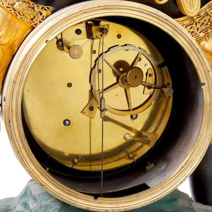 A fine early 19th century French gilt and patinated bronze mantel clock depicting a pair of lovers De Verberie & Company, Paris image 5