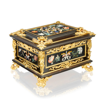 Bonhams : An important Italian Baroque ormolu mounted pietra dura ...