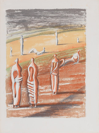 Henry Moore O.M., C.H. (British, 1898-1986) Prométhée; Heads, Figures and Ideas The complete portfolio comprising 15 lithographs in colours, 1950, on Marais paper, with title page, text and justification page numbered 97 of 183, published by Henri Jonquières, PA Nicaise Éditeur, Paris, the full sheets loose (as issued); together with Heads, Figures and Ideas, the complete book, comprising one lithograph in colours, 1958, on hand-made paper watermarked with the artist's signature, loose (as issued), with title page, text, and 58 facsimile plates, printed by Curwen Press, London, co-published by George Rainbird Ltd., London and New York Graphic Society Ltd., Greenwich, Connecticut, the full sheets, bound (as issued)Overall 473 x 333mm (18 5/8 x 13 1/8in)(and smaller)(2) image 5