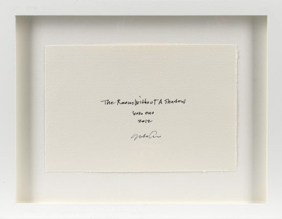 Bonhams : Yoko Ono (Japanese/American, born 1933) The Room Without a Shadow  Nine digital prints, 2012, on wove paper, signed in black ink on the title  page, from the unnumbered edition of