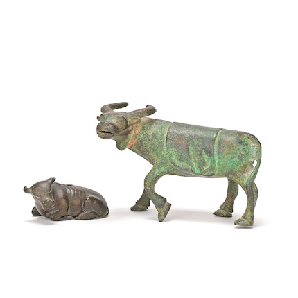 Bonhams : A BRONZE 'WATER BUFFALO' FIGURE AND WATER DROPPER Ming ...