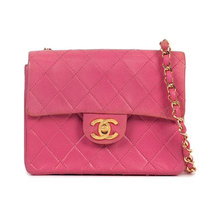 Bonhams : Karl Lagerfeld for Chanel a Hot Pink Quilted Lambskin Mini Square  Flap Bag 2000-02 (includes serial sticker, dust bag and box)
