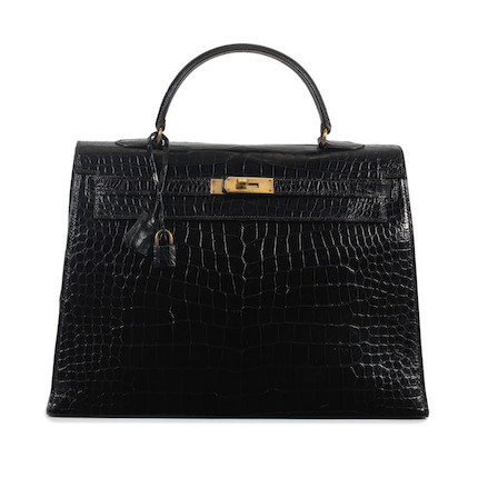 Bonhams : Hermès a Black Porosus Crocodile Sellier Kelly 35 1960s ...