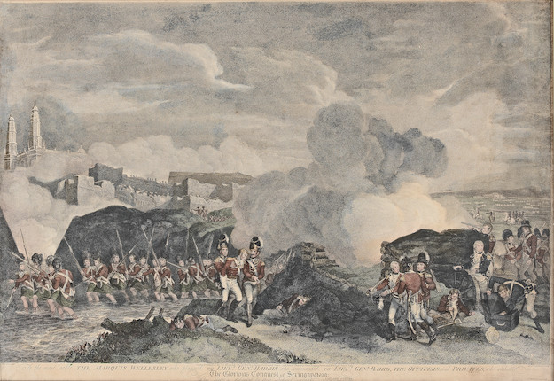 Bonhams : A large panoramic engraving The Storming of Seringapatam; The ...