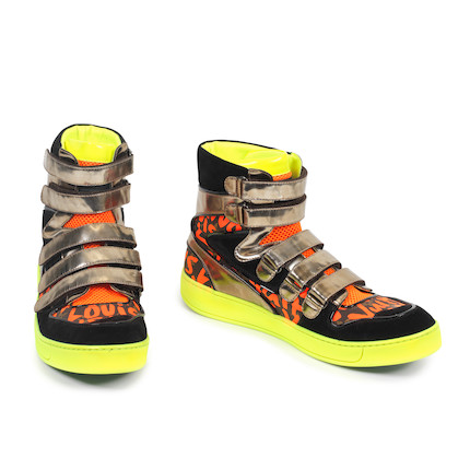 Bonhams : Louis Vuitton x Stephen Sprouse A Pair of Neon Graffiti Monogram  High-Top Trainers, Spring Summer/2001 (includes dust bags and box)