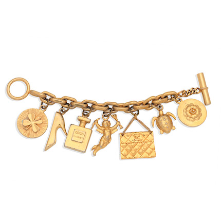 Sold at Auction: Chanel - Gold Vintage CC Charm Bracelet