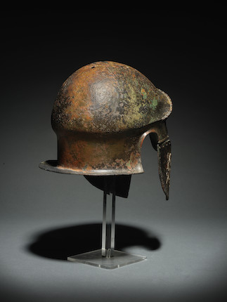 Bonhams : An important Etruscan bronze Chalcidian-type helmet, with ...