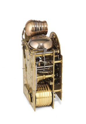 A very fine and small second quarter of the 18th century brass-bound ebonised quarter repeating table clock  James Snelling, London image 2