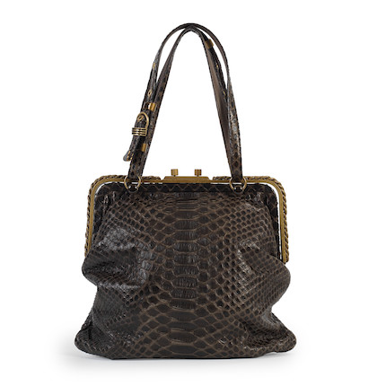 Bonhams : Bottega Veneta a Brown Python Frame Bag c.2006 (includes ...