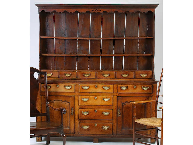 A late 18th Century oak high dresser,</r> 93.5 x 183 x 51cm.