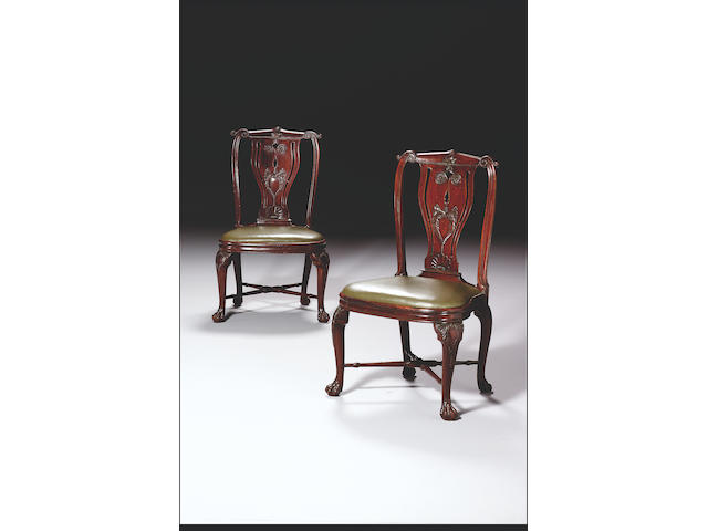 A rare and important pair of 18th century export rosewood Side Chairs, (2)