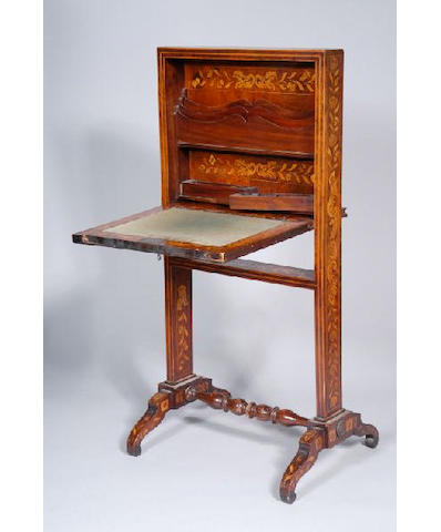 An Edwardian marquetry and satinwood banded writing desk,