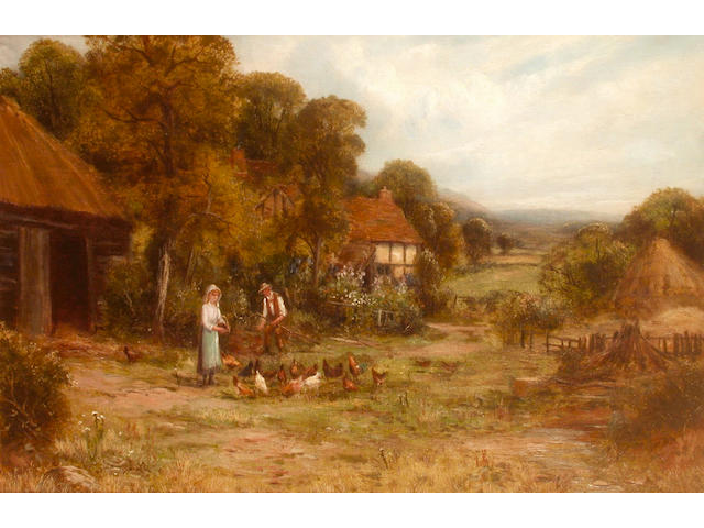 Robert John Hammond Feeding the chickens; and a companion, each 39.8 x 59.8cm (2)