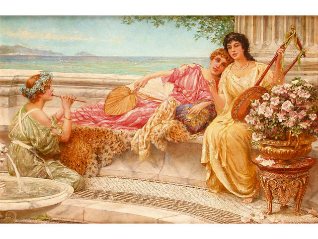 Thomas Watt Cafe (British, 1856-1925) Summer Idylls 40.5 x 61.5 cm.