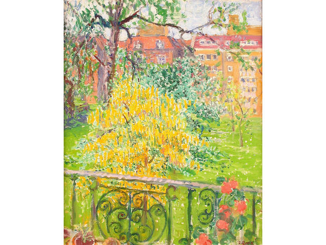 Frederick Gore R.A. (British, b.1913) Laburnham, Elm Park Gardens 60.5 x 50.5 cm.