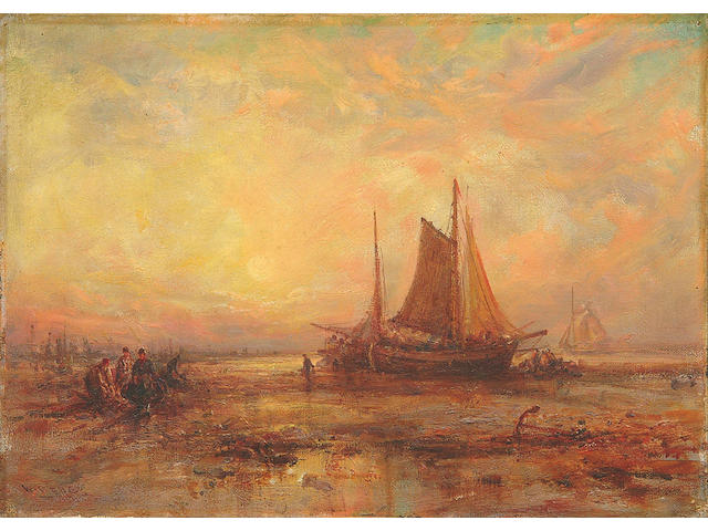 William Edward Webb (1862-1903) "Nr. Cullercoats, Northumberland Coast"; "On the Shore, Nr. Yarmouth" each 26 x 36cm