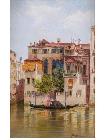 Antonietta Brandeis (Czechoslovakian 1849-1920) Gondola before a Venetian Palazzo 24.5 x 15cm. (9 3/4 x 6in), and a companion, a pair.