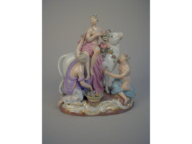 A Meissen figure of Europa and the Bull,  22cm high.
